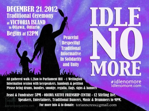 Poster for idle no more event in december 2012
