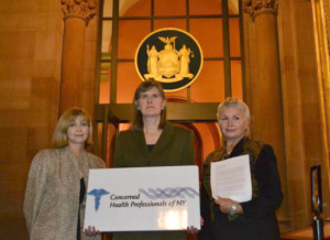 Dr. Sheila Bushkin, Sandra Steingraber, and Dr. Larysa Dyrska, all of Concerned Health Professionals of NY.