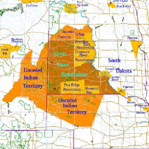 Map showing the Unceded Indian Territory of the Lakota and their allies