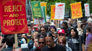 protesters marching against KXL