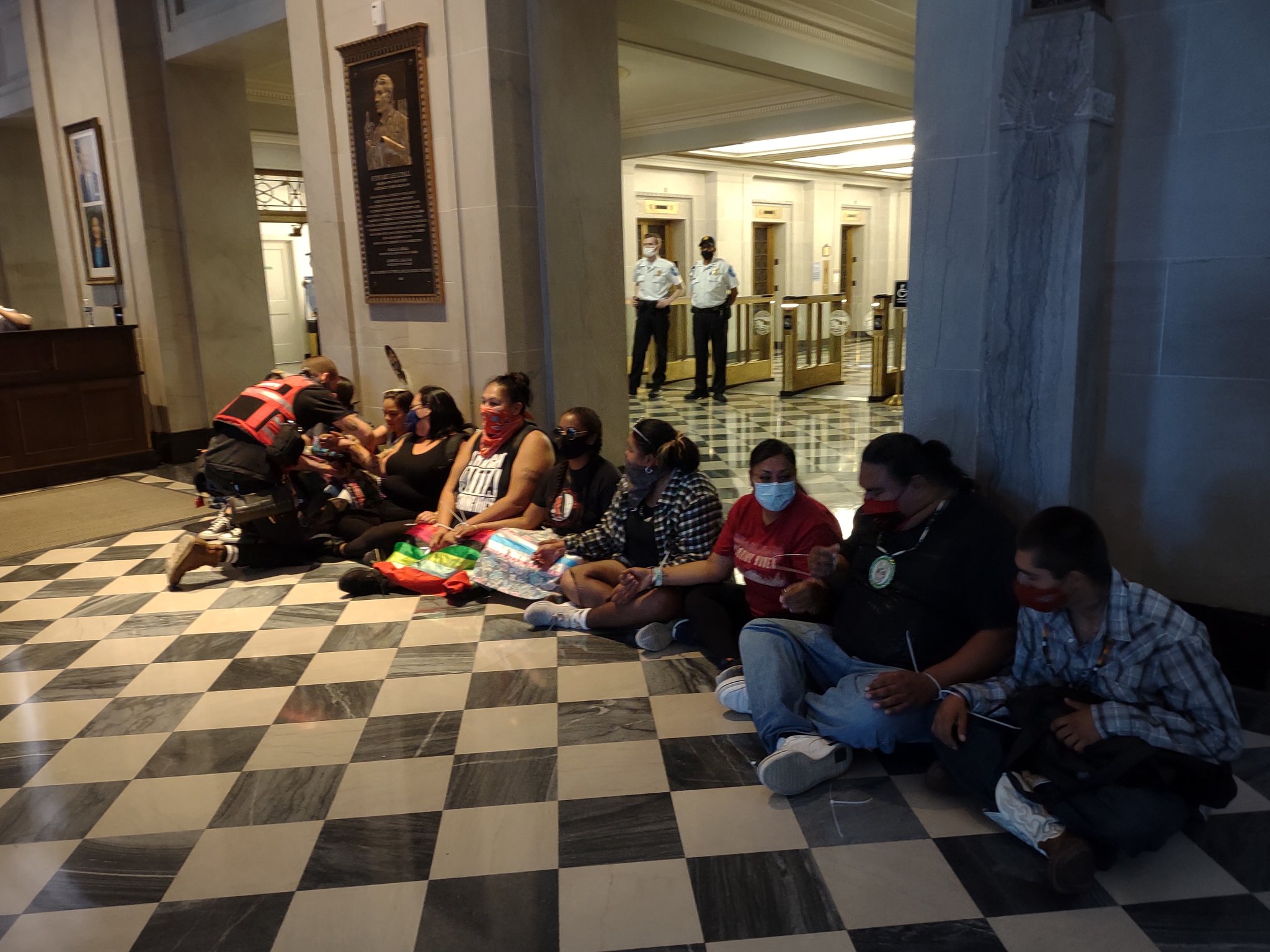 indigenous environmental activists fight to stop fossil fuels in washington dc BIA office protest