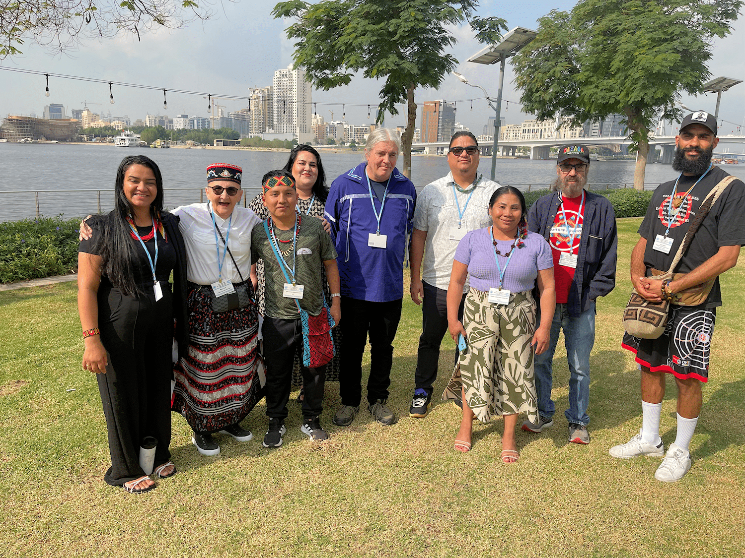 Members of the Indigenous Environmental Network’s COP28 delegation that participated in the Local Communities and Indigenous Peoples Platform 10th meeting of the Facilitative Working Group in Dubai, UAE.